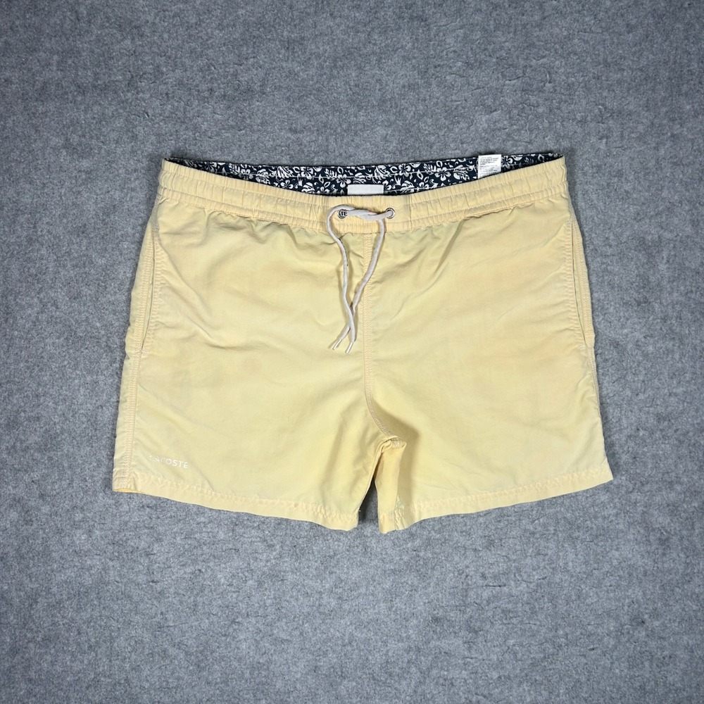 Lacoste Swim Shorts Mens Medium Yellow Solid Mesh Lined Summer Beach Trunks